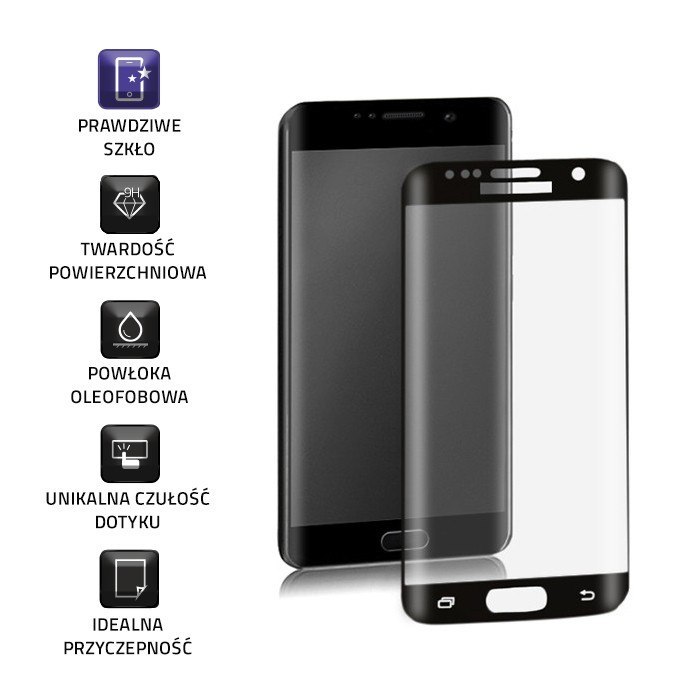 Qoltec Hartowane szkło ochronne PREMIUM do Samsung Galaxy S7edge | PEŁNE | CZARNE