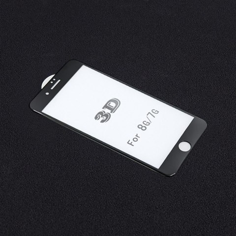 Qoltec Hartowane szkło ochronne PREMIUM do iPhone 7 | CZARNE | 3D