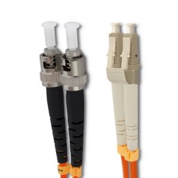 Qoltec Patchcord światłowodowy LC/UPC - ST/UPC | Multimode | 50/125 | OM2 | Duplex | 1m