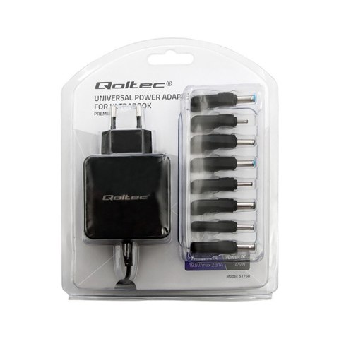 Qoltec Uniwersalny zasilacz sieciowy 45W | 8 wtyczek