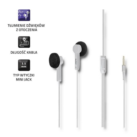 Qoltec Słuchawki douszne | Białe