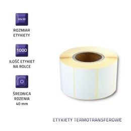 Qoltec Etykiety termotransferowe 50 x 30 | 1000 etykiet