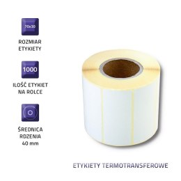 Qoltec Etykiety termotransferowe 70 x 30 | 1000 etykiet