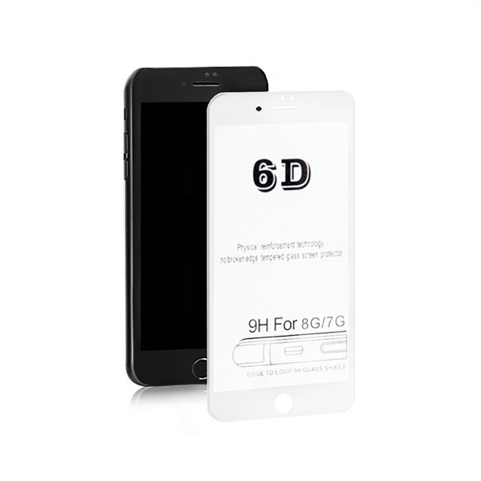Qoltec Hartowane szkło ochronne PREMIUM do Apple iPhone 8 | 6D | PEŁNE | BIAŁE