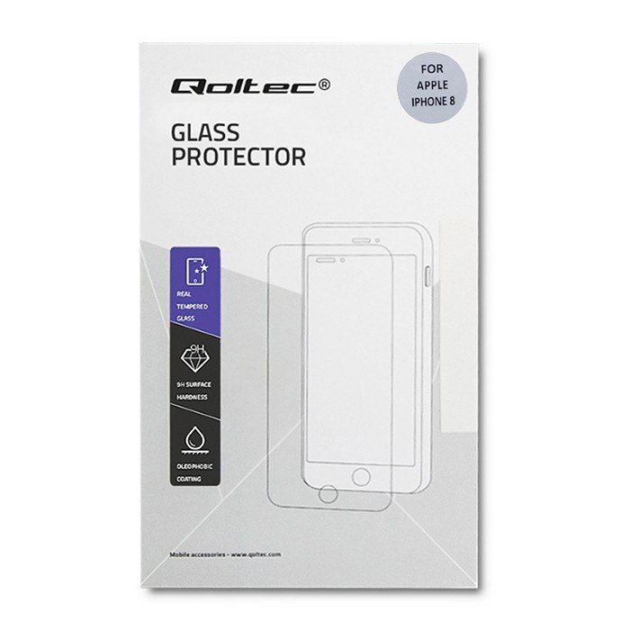 Qoltec Hartowane szkło ochronne PREMIUM do Apple iPhone 8 | 6D | PEŁNE | BIAŁE