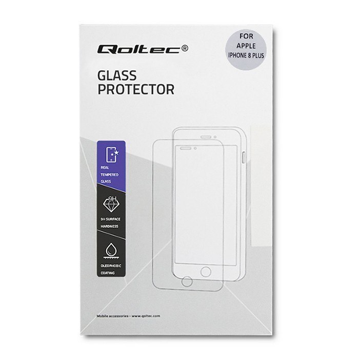Qoltec Hartowane szkło ochronne PREMIUM do Apple iPhone 8+ | 6D | PEŁNE | BIAŁE