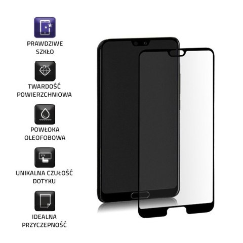 Qoltec Hartowane szkło ochronne PREMIUM do Huawei P20 Pro | 3D | PEŁNE | CZARNE