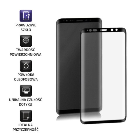 Qoltec Hartowane szkło ochronne PREMIUM do Samsung Galaxy S8+ | PEŁNE | CZARNE