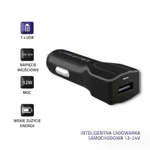 Qoltec Inteligentna Ładowarka samochodowa 12-24V | 12W | 5V | 2.4A | USB