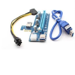 Qoltec Riser PCi-E 1x - 16x | USB 3.0 | SATA/ PCI-E 6pin