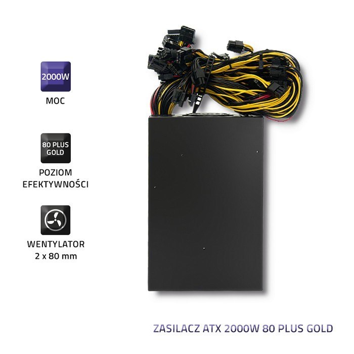 Qoltec Zasilacz ATX 2000W | 80Plus Gold | Bitcoin Miner | ver.2