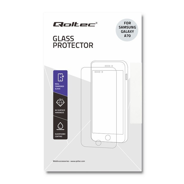 Qoltec Hartowane szkło ochronne PREMIUM do Samsung Galaxy A70 | 6D | Czarne | Pełne