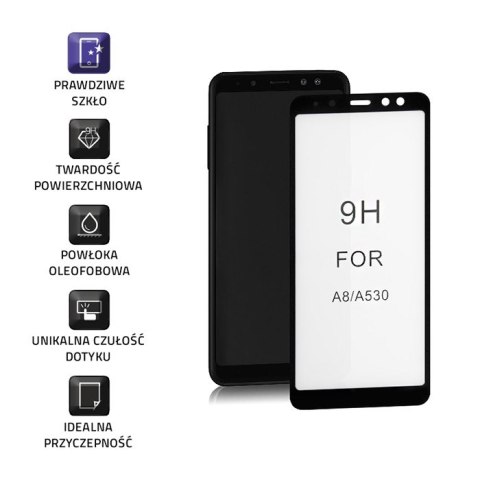 Qoltec Hartowane szkło ochronne PREMIUM do Samsung Galaxy A8 2018 | 6D | Czarne | Pełne