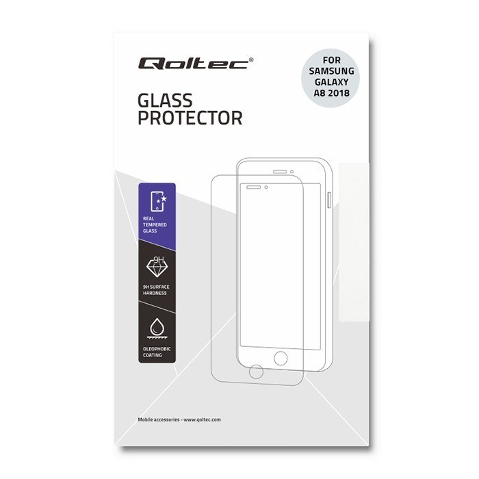 Qoltec Hartowane szkło ochronne PREMIUM do Samsung Galaxy A8 2018 | 6D | Czarne | Pełne