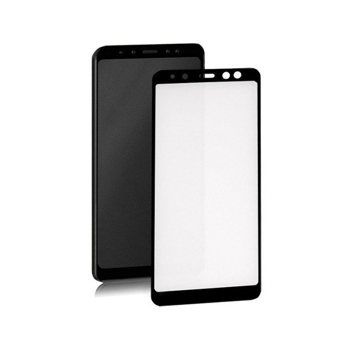 Qoltec Hartowane szkło ochronne PREMIUM do Samsung Galaxy A8 2018 | CZARNE | 5D