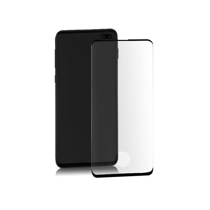 Qoltec Hartowane szkło ochronne PREMIUM do Samsung S10+ | 6D | Czarne | Pełne