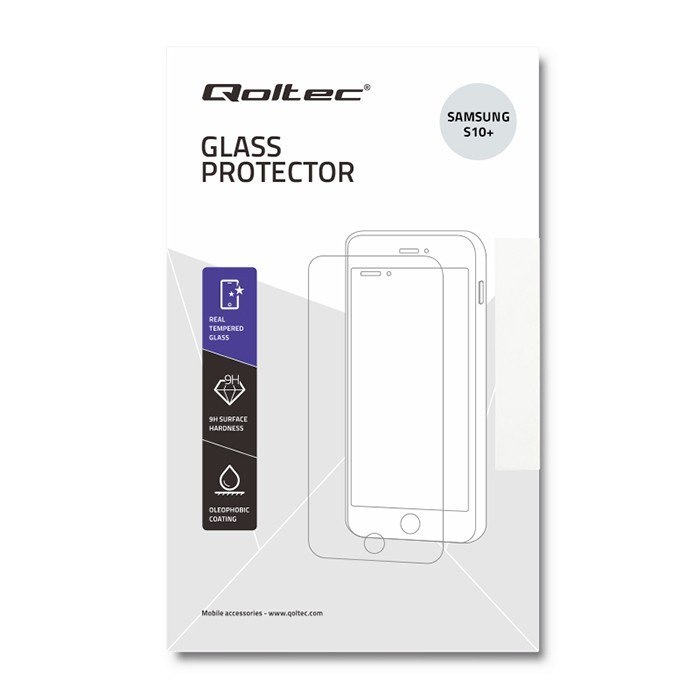 Qoltec Hartowane szkło ochronne PREMIUM do Samsung S10+ | 6D | Czarne | Pełne