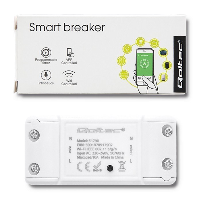 Qoltec Inteligentny przełącznik Wi-Fi SMART | Biały