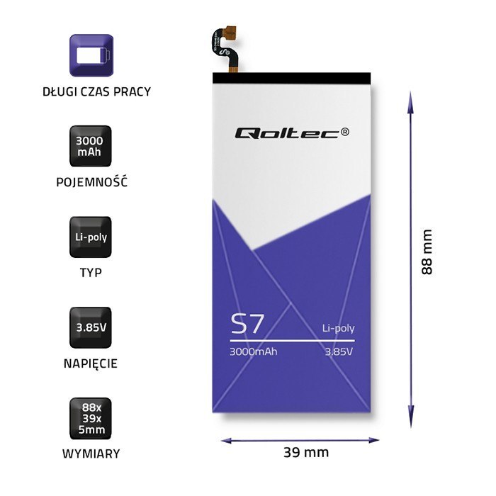 Qoltec Bateria do Samsung Galaxy S7 | 3000 mAh
