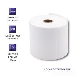 Qoltec Etykiety termiczne 100 x 150 | 500 etykiet
