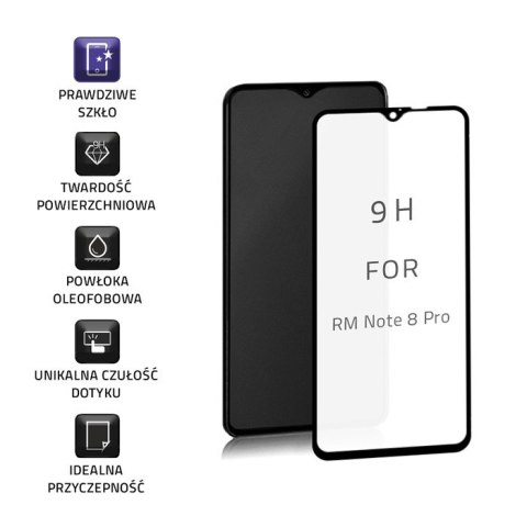 Qoltec Hartowane szkło ochronne PREMIUM do Xiaomi Redmi Note 8 Pro | 6D | Czarne | Pełne
