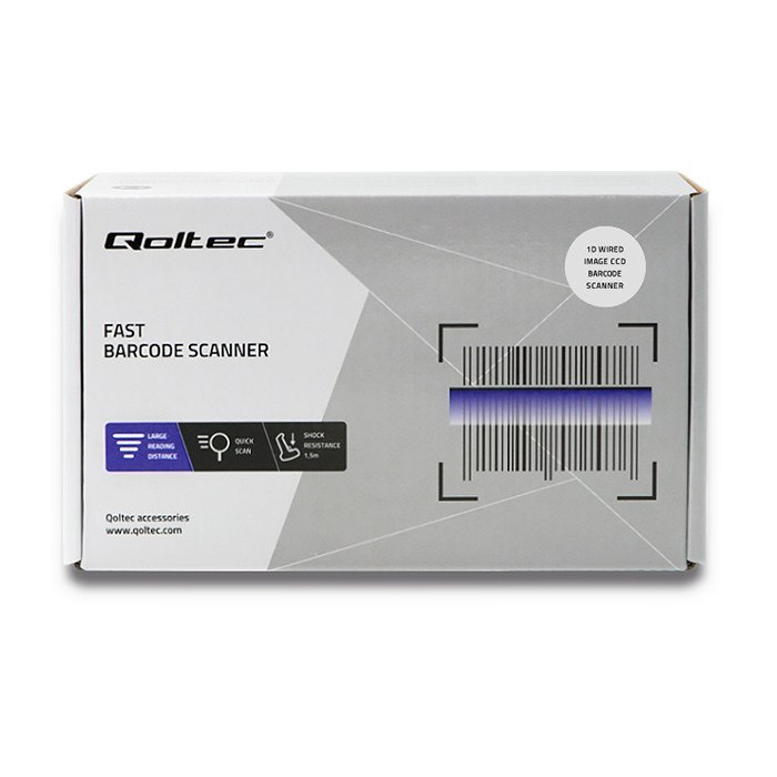 Qoltec Czytnik kodów kreskowych 1D | CCD | USB | Biały