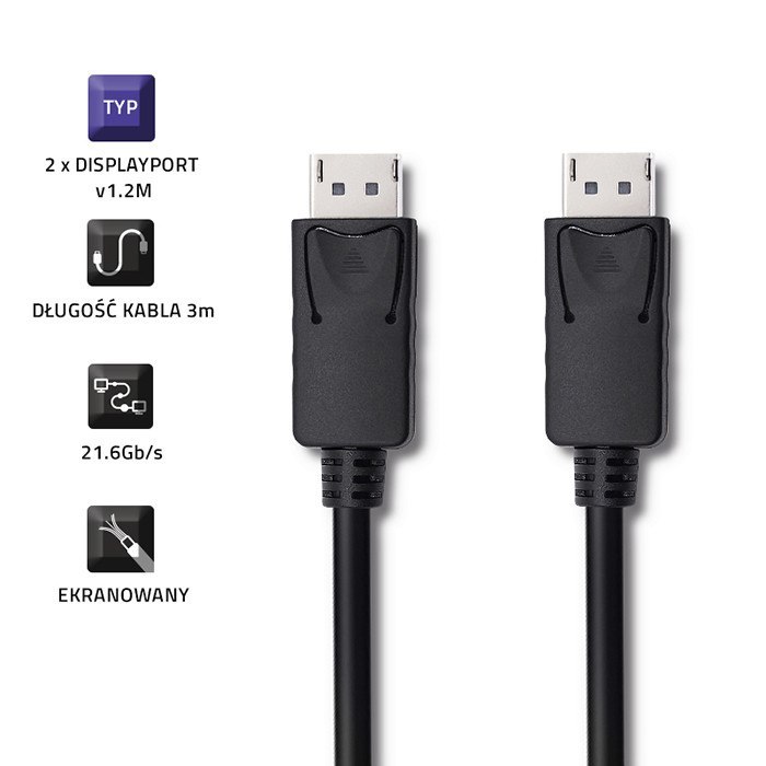 Qoltec DisplayPort v1.2 męski | DisplayPort v1.2 męski | 5K | 3m