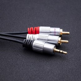 Qoltec Kabel 2x RCA / Mini Jack 3.5mm | 3m | Czarny