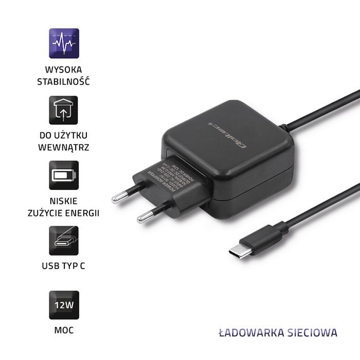 Qoltec Ładowarka sieciowa 12W | 5V | 2.4 | USB typ C