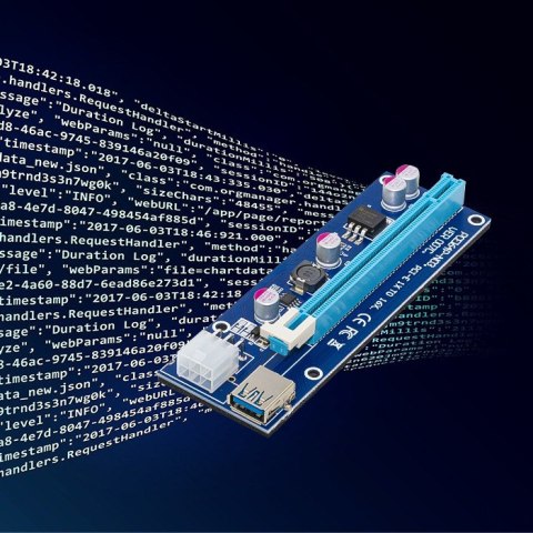 Qoltec Riser PCi-E 1x - 16x | USB 3.0 | SATA/ PCI-E 6pin