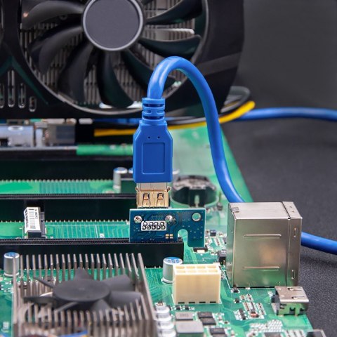 Qoltec Riser PCi-E 1x - 16x | USB 3.0 | SATA/ PCI-E 6pin