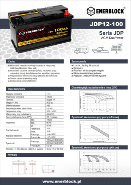 Akumulator ENERBLOCK 12V JDP12-100 AGM DuoPower
