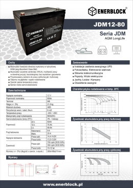 Akumulator ENERBLOCK JDM12-80 AGM DEEP-CYCLE