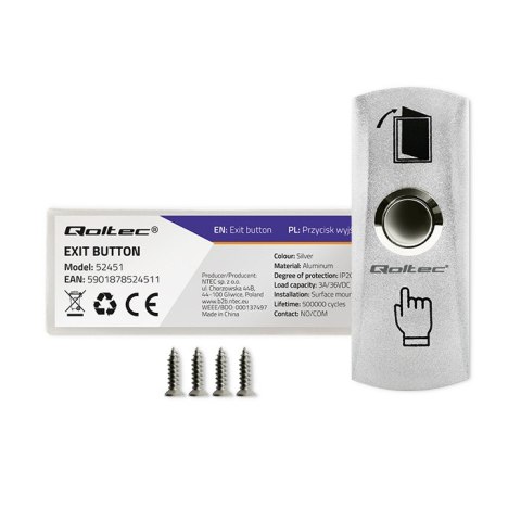Qoltec Przycisk wyjścia natynkowy z podświetleniem LED