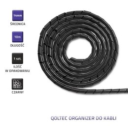 Qoltec Organizer do kabli 14mm | 10m | Czarny