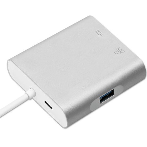 Qoltec Adapter USB 3.1 typ C męski | HDMI A żeński + USB 3.0 A żeński + RJ45 żeński + PD Qoltec Adapter USB 3.1 typ C męski | HDMI A żeński + USB 3.0 A żeński + RJ45 żeński + PD