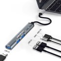 Qoltec Hub Adapter USB-C 3.1 5w1 | USB-C PD| USB-C | 2x USB 2.0 | USB 3.0