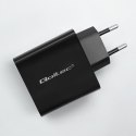 Qoltec Ładowarka Super Quick PD | 45W | 5-20V | 2.25-3A | 1xUSB typ C | 1xUSB A | Czarna