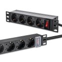 Qoltec Aluminiowa Listwa zasilająca PDU do RACK 10'' | 1U | 16A | 4xSCHUKO | 1.8m