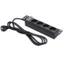 Qoltec Aluminiowa Listwa zasilająca PDU do RACK 10'' | 1U | 16A | 4xSCHUKO | 1.8m