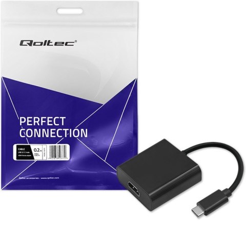 Qoltec Adapter USB typ C męski / HDMI żeński | 4K | 23cm