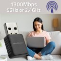 Qoltec Bezprzewodowy Ultra szybki DUAL mini WiFi adapter 2 x 2dBi Standard AC | 1300Mbps