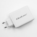 Qoltec Ładowarka sieciowa 100W GaN | 5-20V | 1.5-3A | 2 x USB-C PD | 1 x USB QC 3.0 | Biała