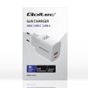 Qoltec Ładowarka sieciowa 35W GaN | 5-20V | 1.5-3A | 1 x USB-C PD | 1 x USB QC 3.0 | Biała