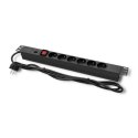 Qoltec Listwa zasilająca antyprzepięciowa CB do szafy RACK 19" | 1U | 16A | PDU | 6xFRENCH | 2m