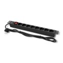 Qoltec Listwa zasilająca antyprzepięciowa CB do szafy RACK 19" | 1U | 16A | PDU | 8xFRENCH| 2m