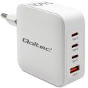 Qoltec Ładowarka sieciowa 140W GaN | 5-20V | 1.5-5A | 3 x USB-C PD | 1 x USB QC 3.0 | Biała