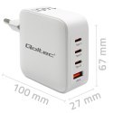 Qoltec Ładowarka sieciowa 140W GaN | 5-20V | 1.5-5A | 3 x USB-C PD | 1 x USB QC 3.0 | Biała