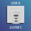 Qoltec Ładowarka sieciowa 65W GaN | 5-20V | 2.25-3.25A | 2 x USB-C PD | 1 x USB QC 3.0 | Biała