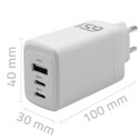 Qoltec Ładowarka sieciowa 65W GaN | 5-20V | 2.25-3.25A | 2 x USB-C PD | 1 x USB QC 3.0 | Biała